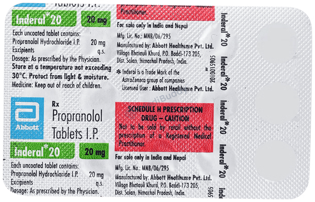 Inderal de 20 mg
