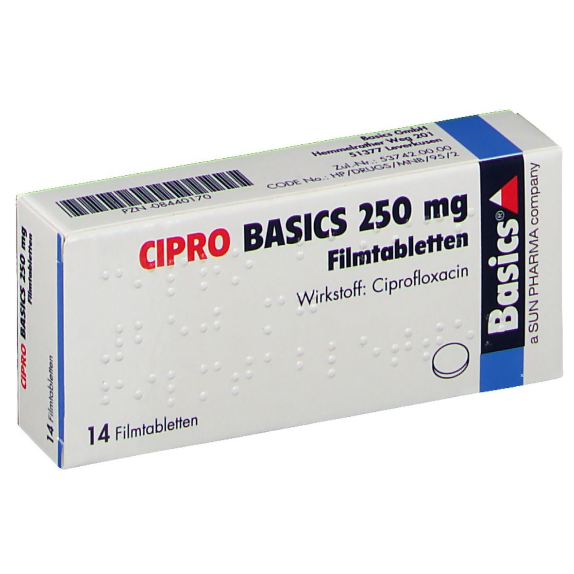 Ciprofloxacin ratio 250 mg