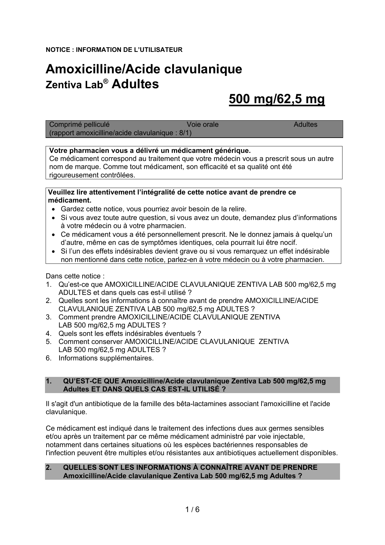 Amoxicilline acide clavulanique france