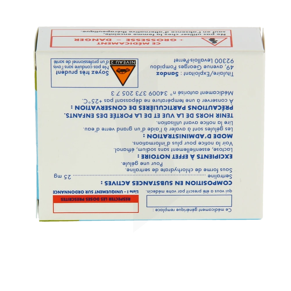 Sertraline Sandoz 25 Mg Avis