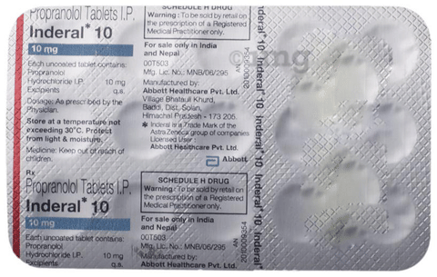 Propranolol la 10 mg