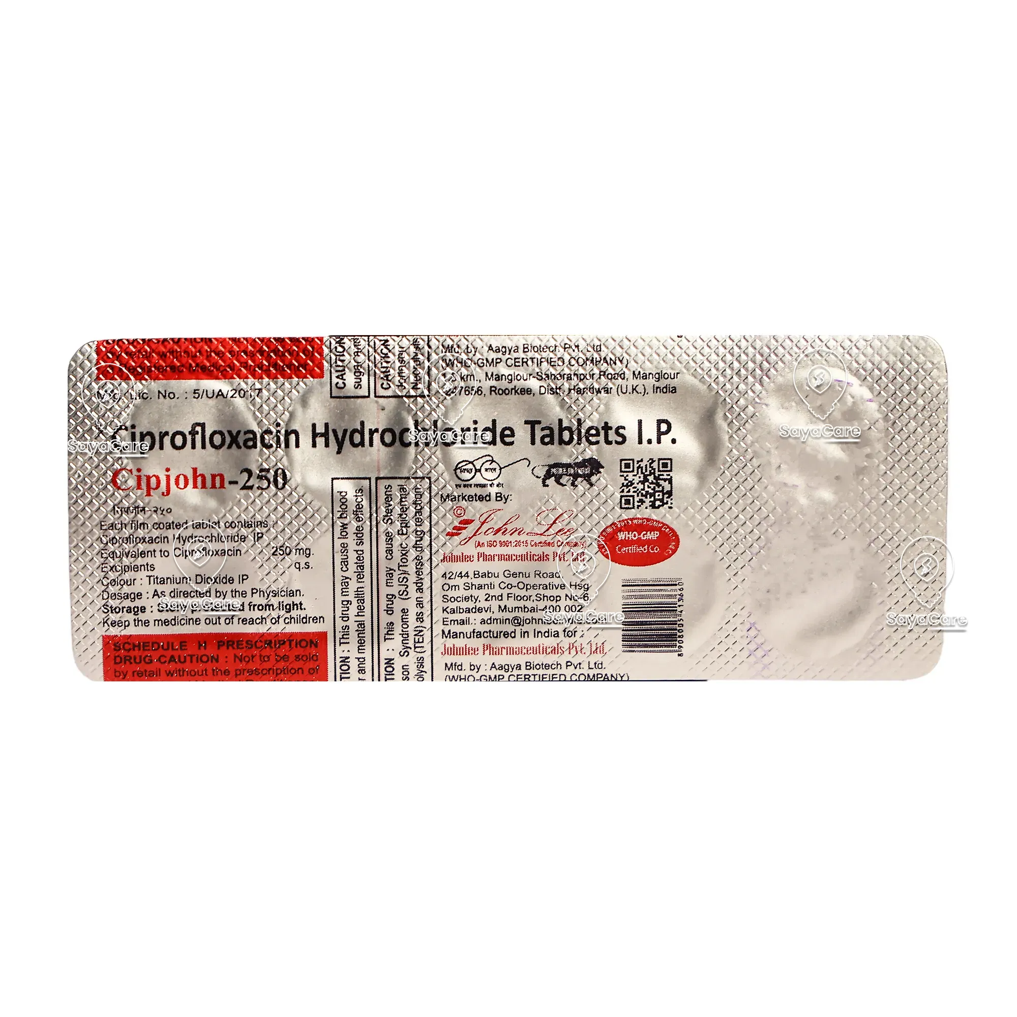 Ciprofloxacin hcl 250 mg