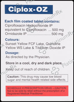 Ciprofloxacin 500mg & ornidazole 500 mg