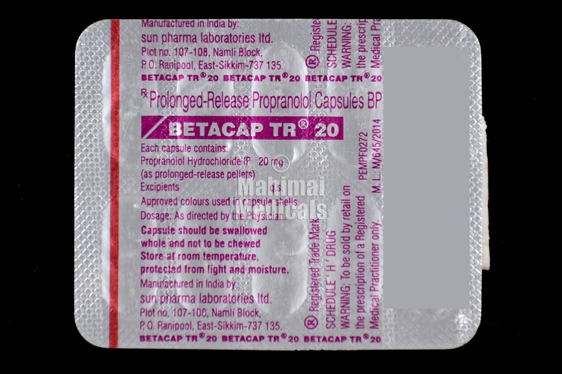 Propranolol 2x 20 mg