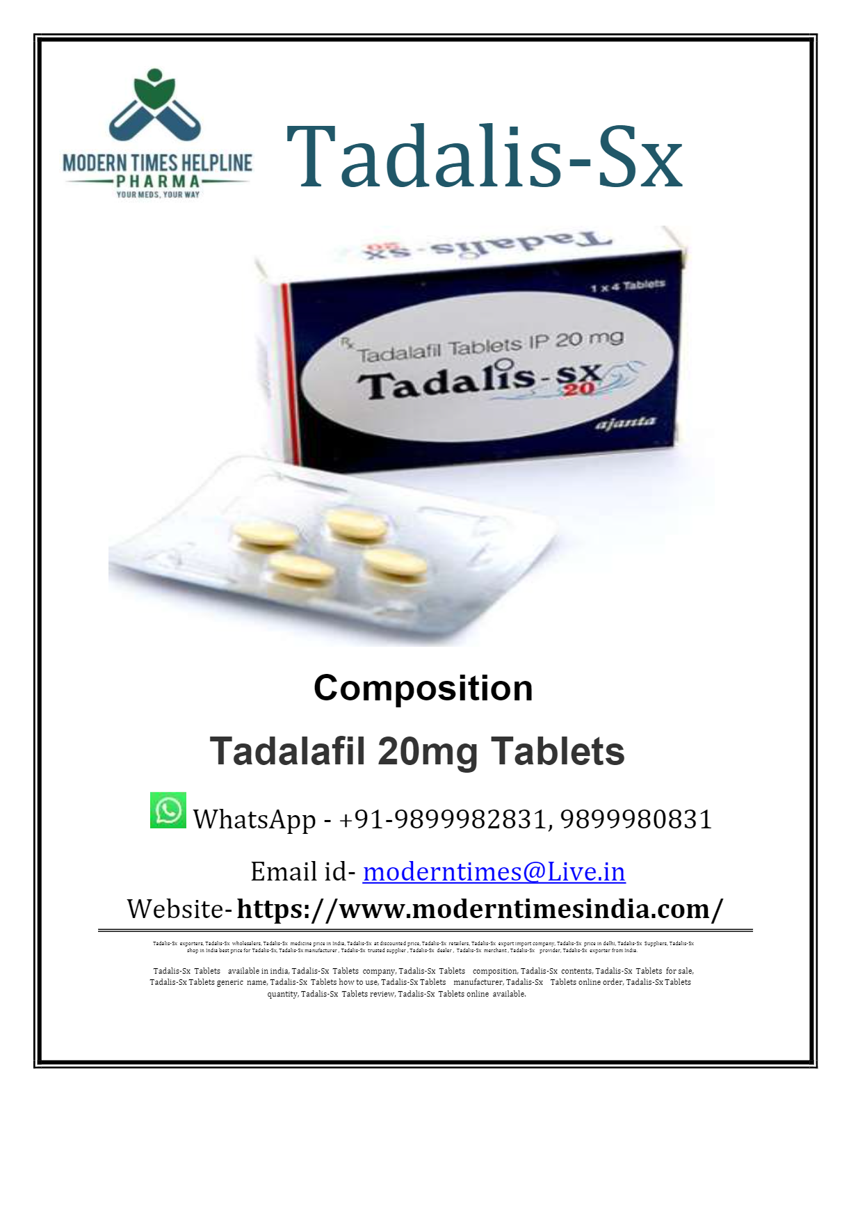 Commander du tadalis sx