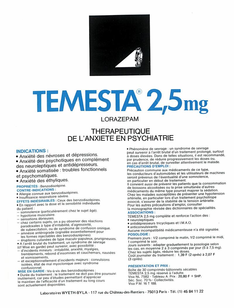 Lorazepam prix