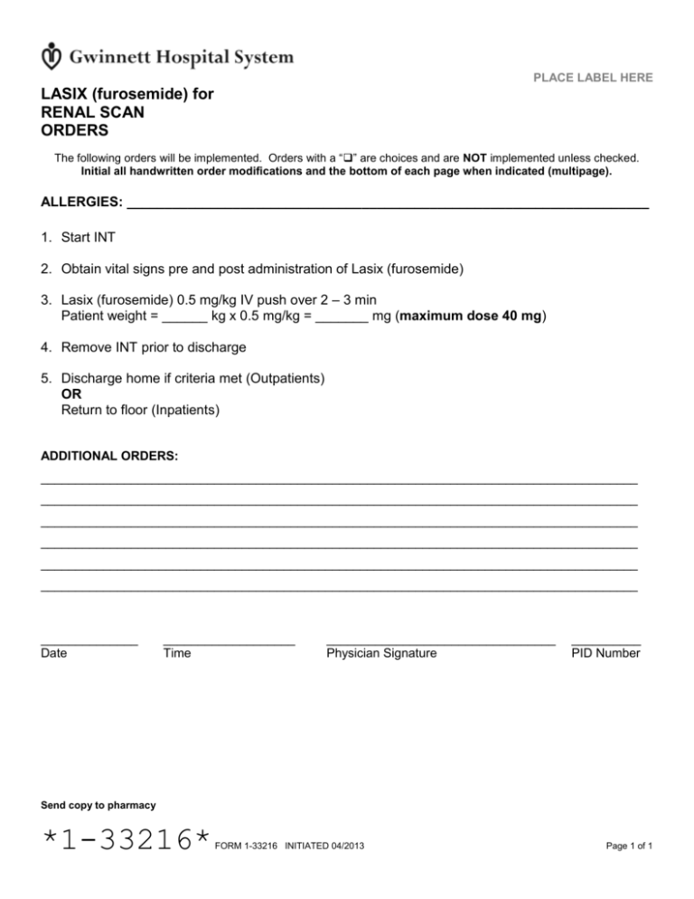 Ordre Furosemide
