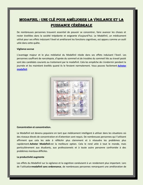 Acheter Modafinil Sans Ordonnance