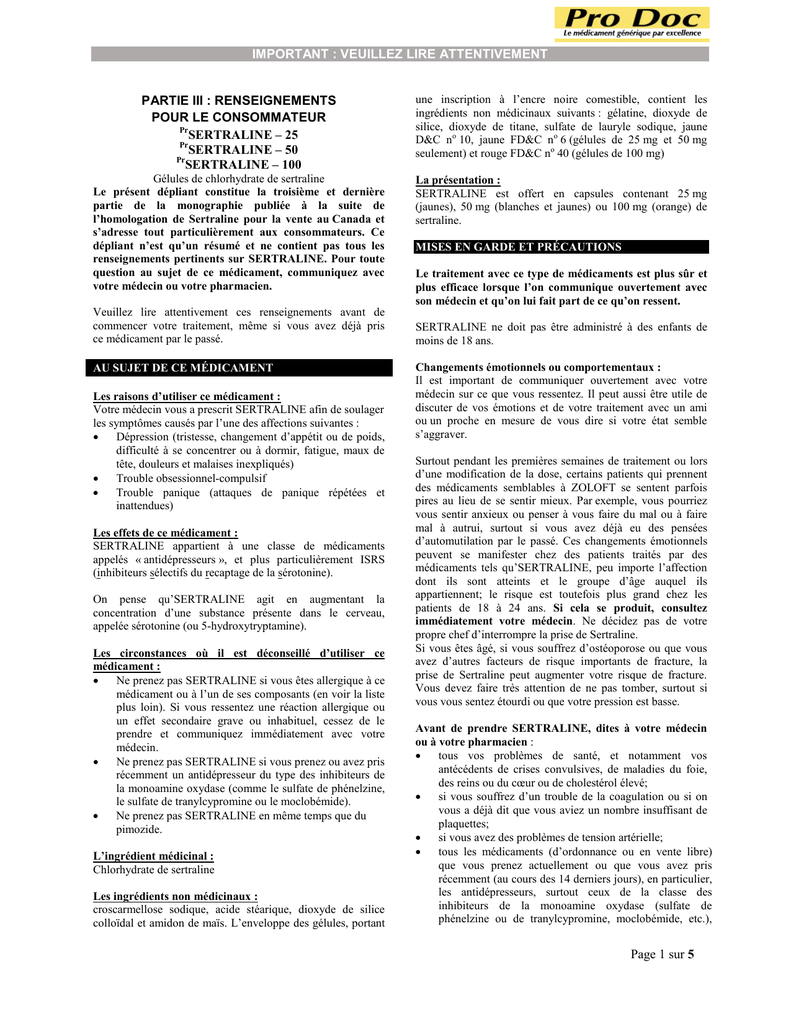 Generique de zoloft
