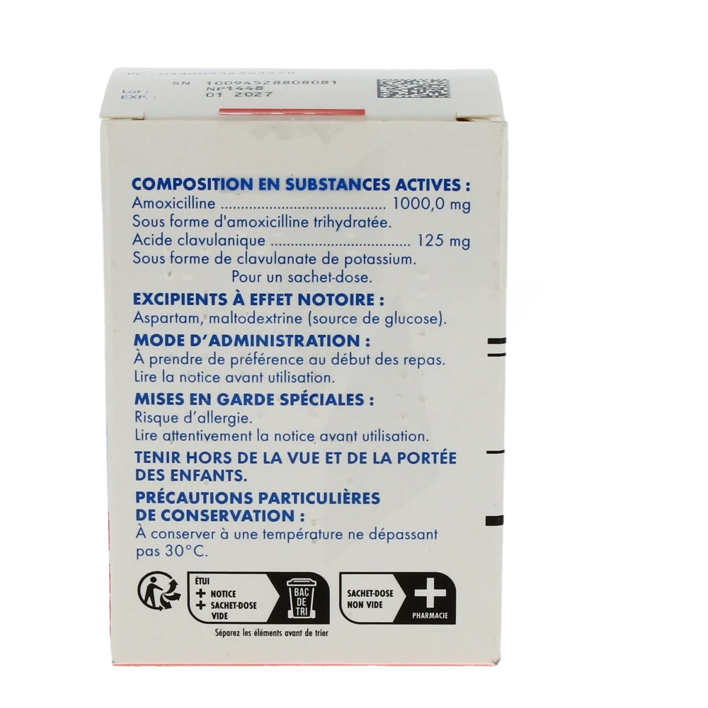 amoxicilline sandoz 1 g prix