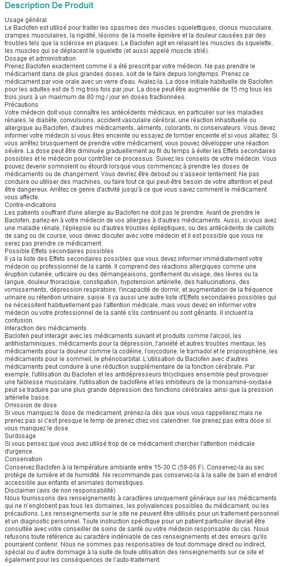 Baclofène acheter online