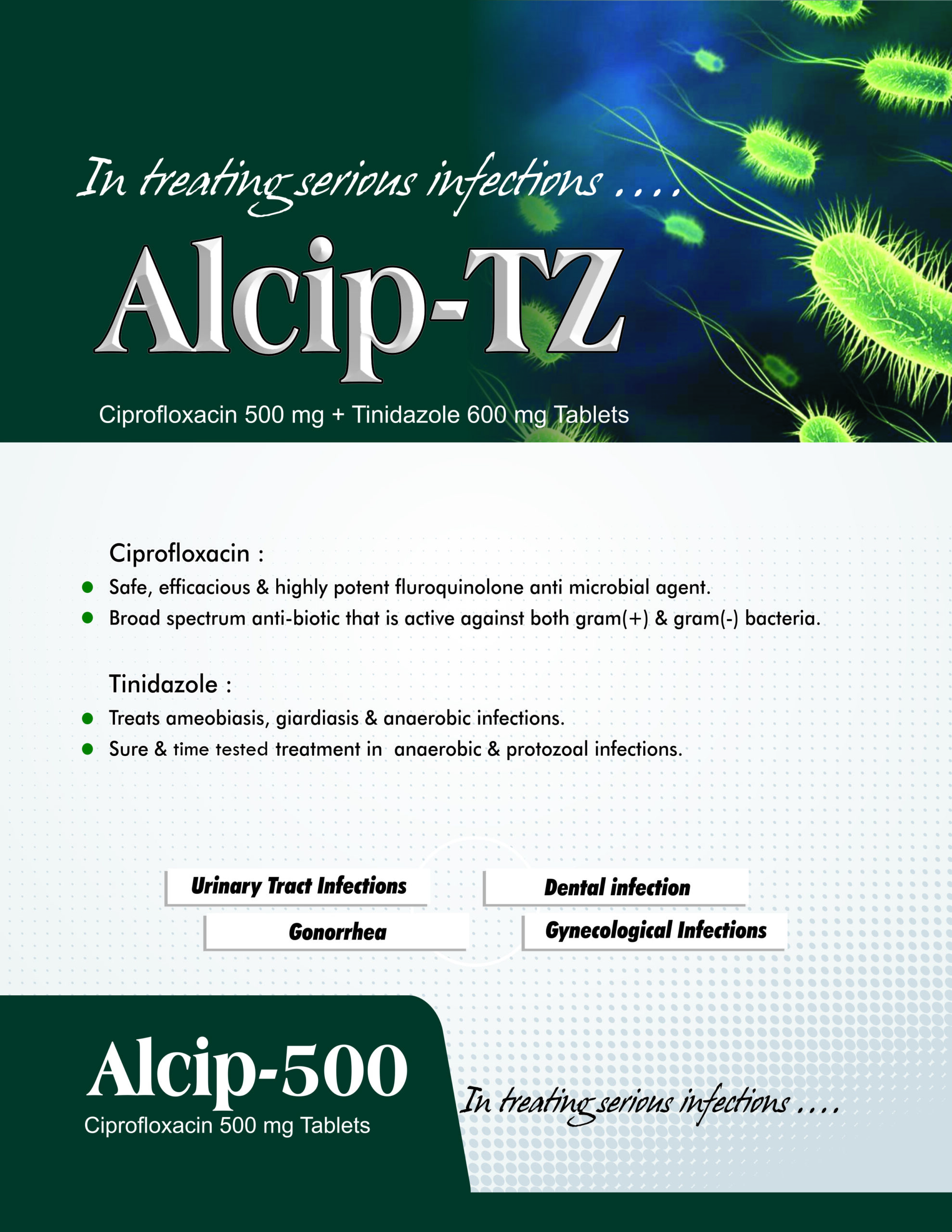 Ciprofloxacin 500mg tinidazole 600 mg