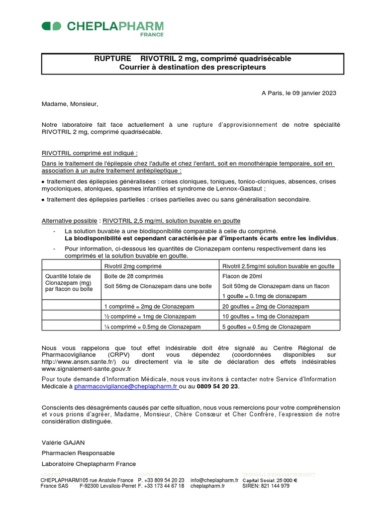 Clonazépam pas cher