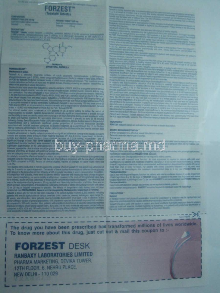 Forzest (tadalafil) 20 mg