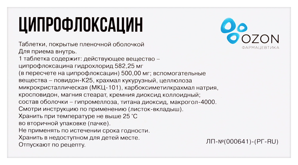 Ciprofloxacin 500 mg std