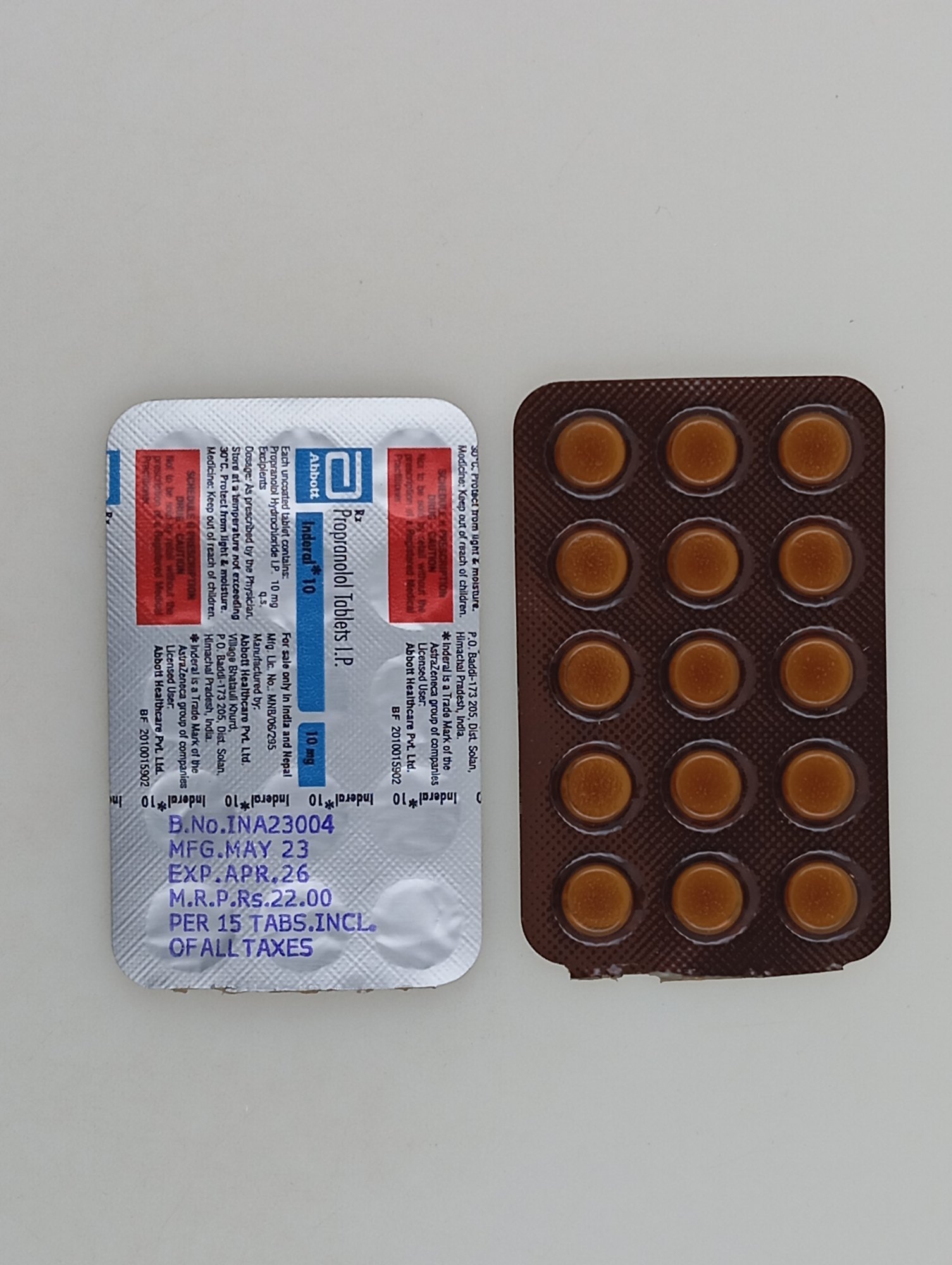 Inderal 10 mg prix
