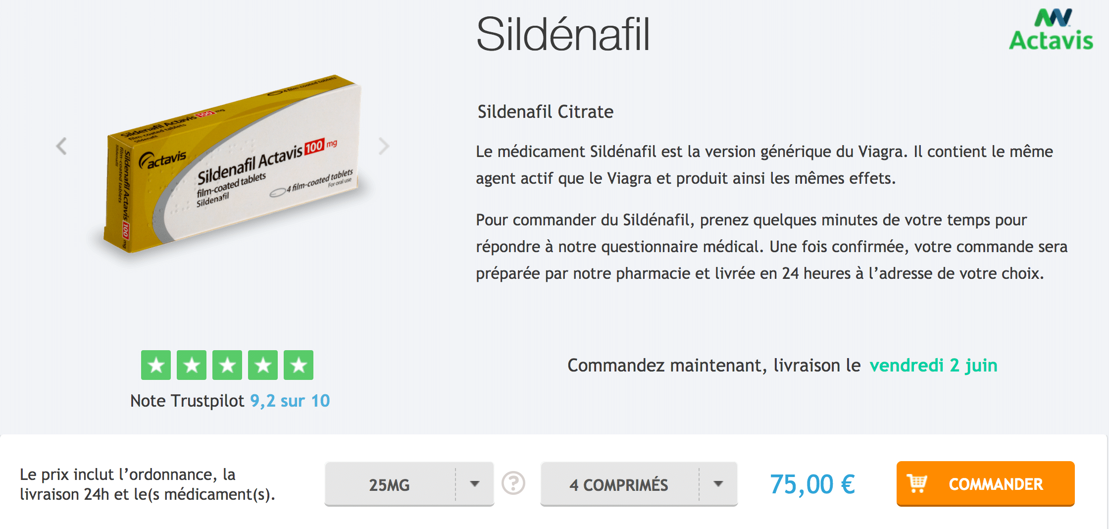 Ordre Sildénafil