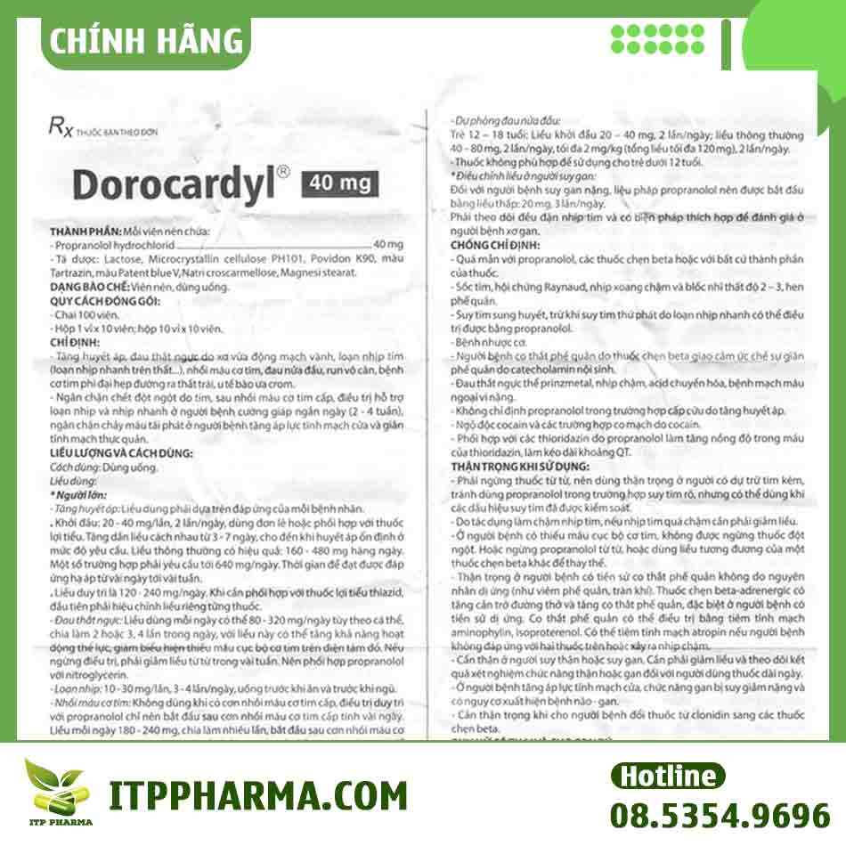 Propranolol 40mg dorocardyl