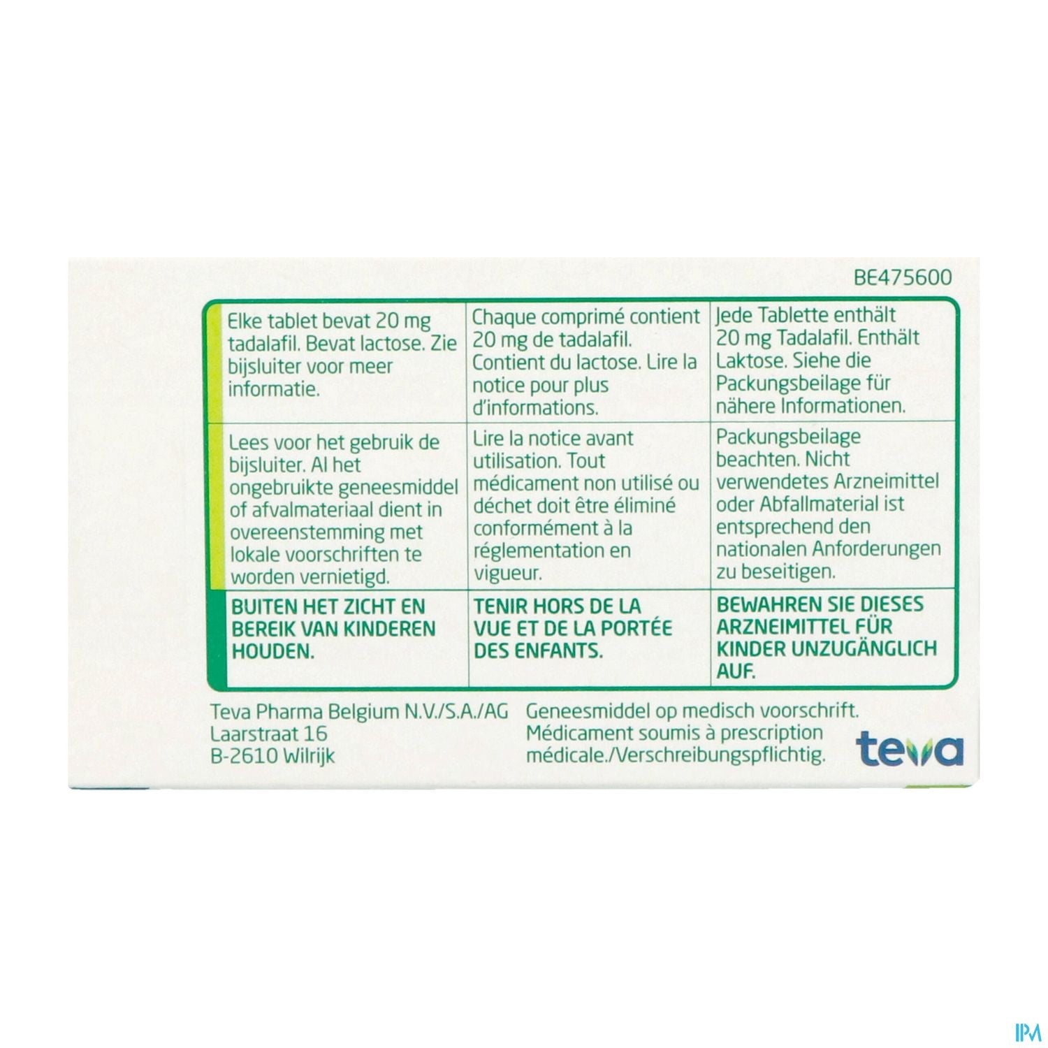 Tadalafil teva 20 mg achat en ligne
