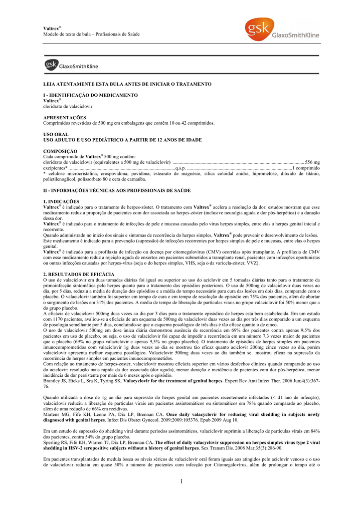 Valtrex 500mg cloridrato de valaciclovir