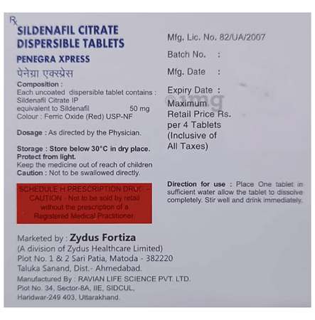 Zydus fortiza penegra 50 mg